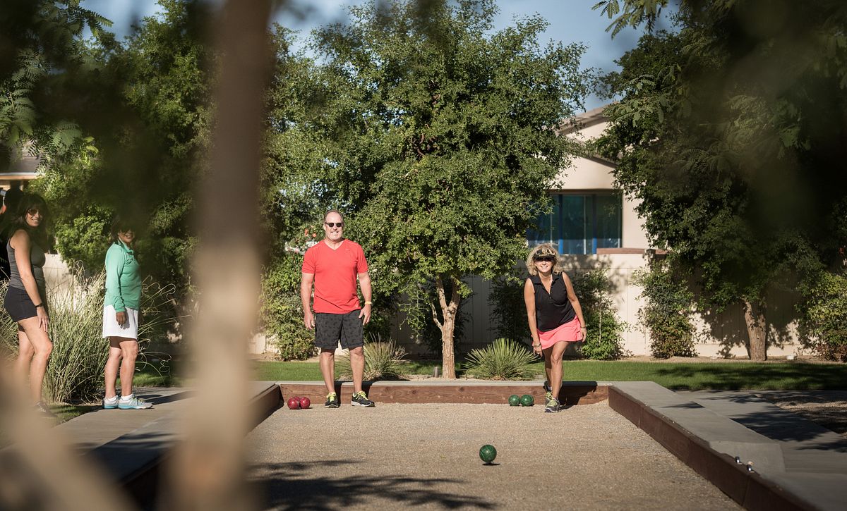 Couple playing bocce